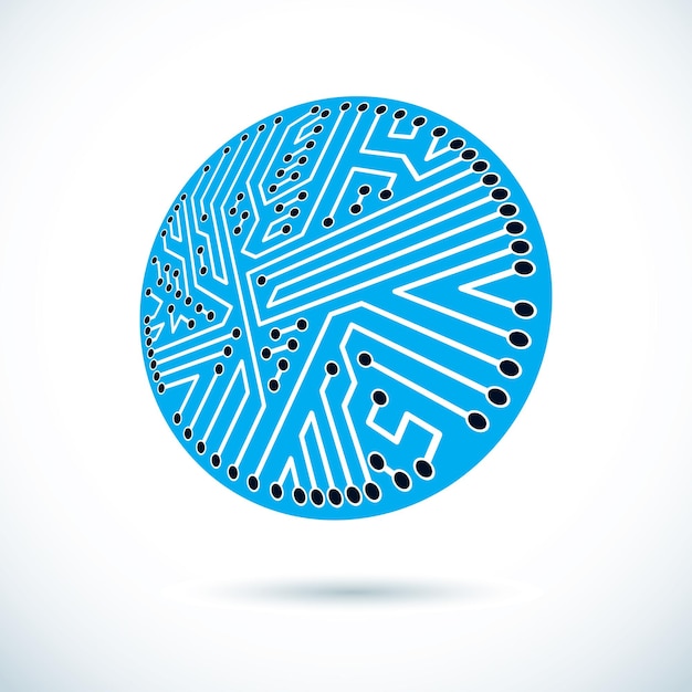 Futuristic cybernetic round scheme, vector motherboard illustration. Digital element, circuit board.
