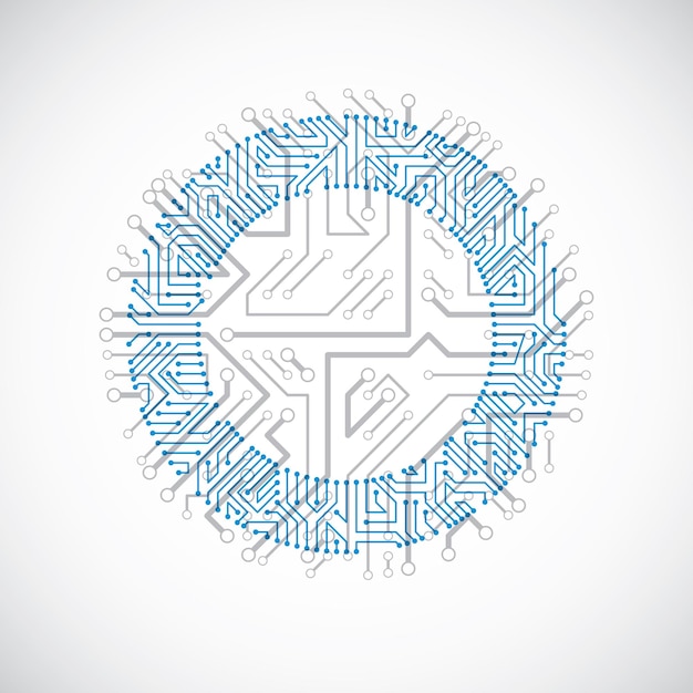 futuristic cybernetic scheme, vector motherboard blue illustration. circular element with circuit board texture.
