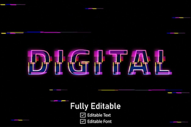 Futuristic Glitch text effect for video game text for editable cyberpunk glitch text effect