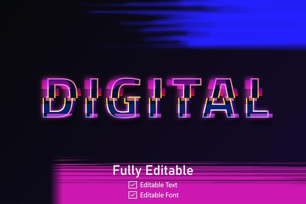 Futuristic Glitch text effect for video game text for editable cyberpunk glitch text effect
