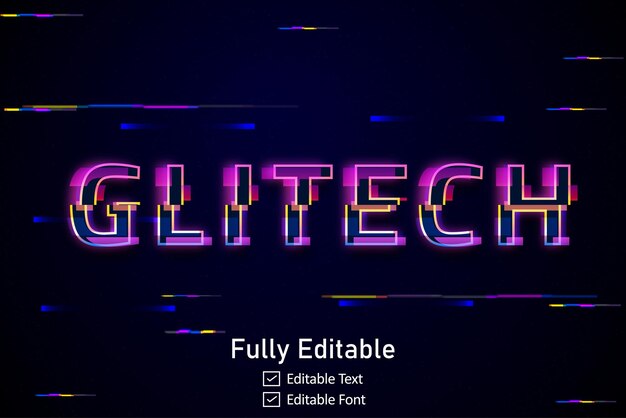 Futuristic Glitch text effect for video game text for editable cyberpunk glitch text effect