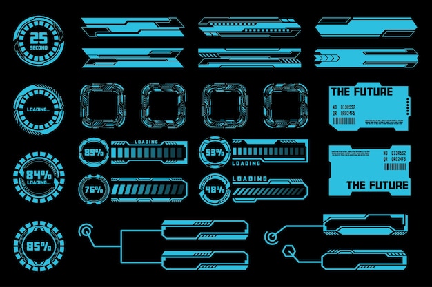 Futuristic HUD Interface Elements Set Loading Bars and Sci fi Collection
