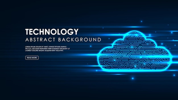 Futuristic network cloud connection technology blue background Cloud computing concept