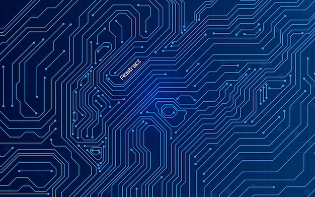 Futuristic pattern of lines and dots on a blue background