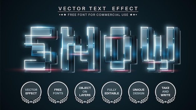 Futuristic snow edit text effect editable font style