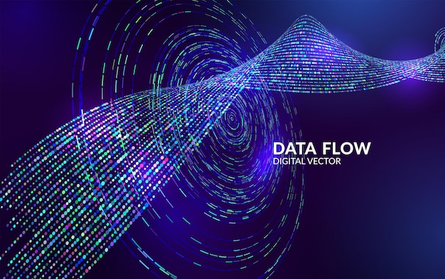 Futuristic vector background of flowing data lines and analytics visualization Concept for big data flow cloud computing and science