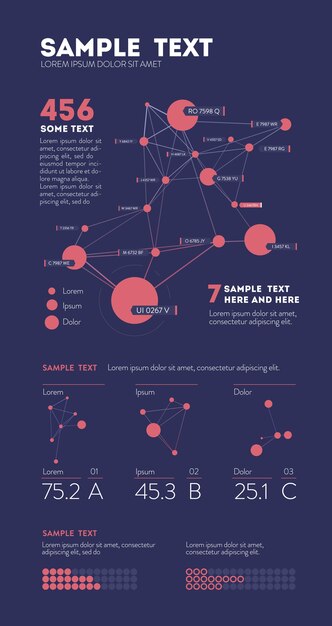 Futuristická infografika. Estetické informace. Grafická vizualizace složitých datových vláken. Abstraktní datový graf.
