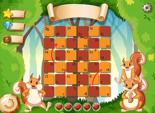 Game design squirrels in park background