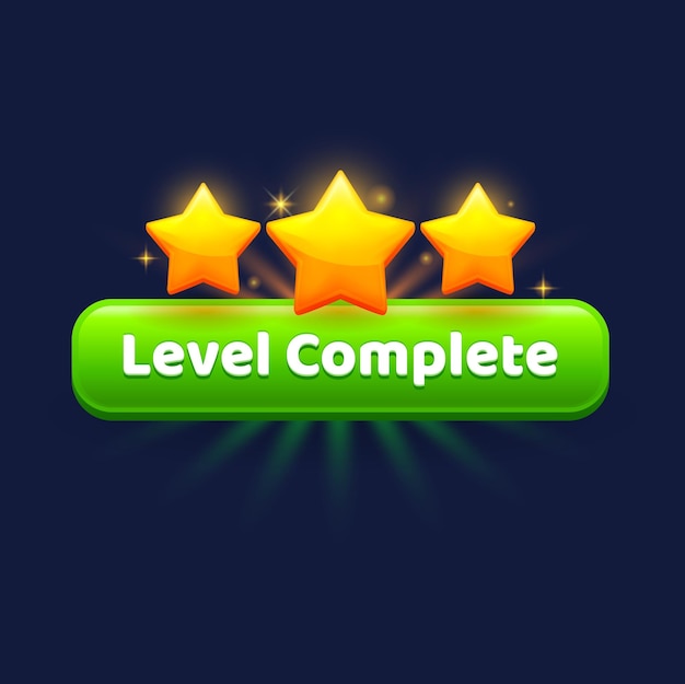 Game level complete badge GUI golden stars reward