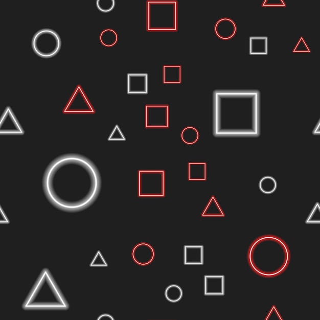Game squid Abstract neon background Texture of geometric shapes circle triangle square