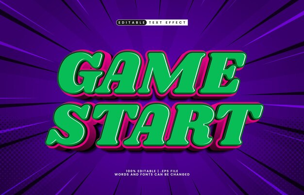 game start editable text effect with a kids and game text style