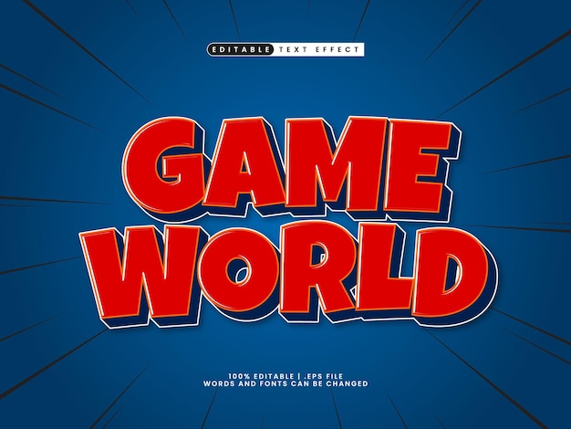 game world editable text effect in game and kids text style