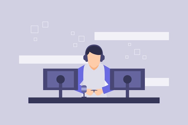 gamer livesstreaming flat design vector