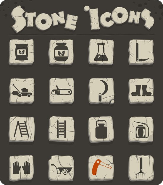 Garden tools vector icons for web and user interface design