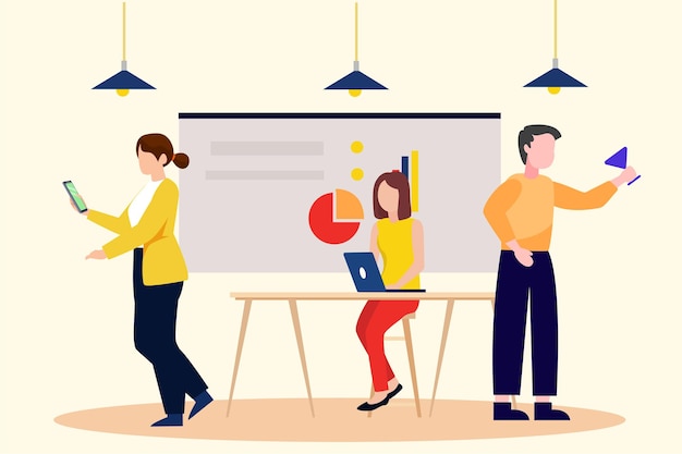 Gathering employees Concept Colored flat vector illustration isolated