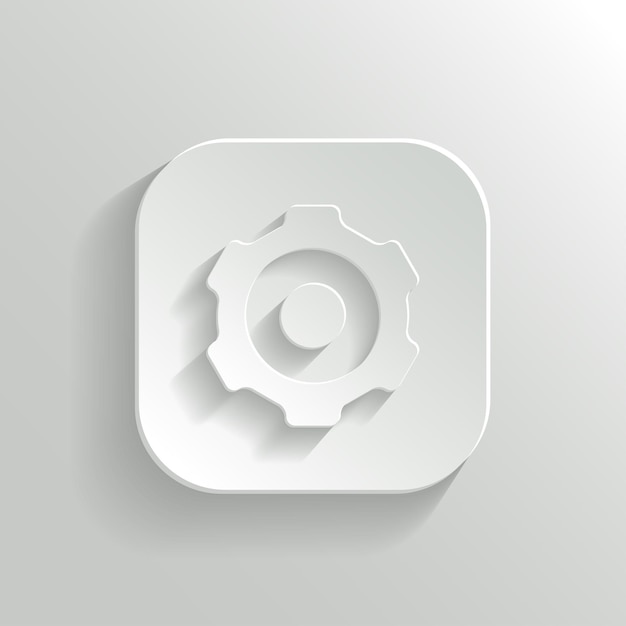Gear icon vector white app button