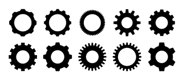 gear set black gear set gear setting vector icon gear wheel isolated on white background