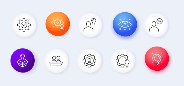 Gear set icon Control panel setting setup cube art inspiration scroll book instruction website tune install adjust configuration file Neomorphism style Vector line icon for Advertising