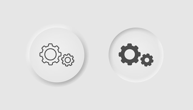 gears icon in neumorphism style icons for business white user interface ui ux mechanism symbol cogwheel update clockwork factory engine neumorphic line style vector illustration