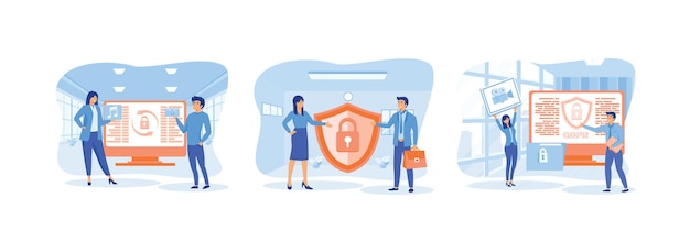 General Privacy Rules Control over their personal data vectors Personality Verification General Privacy set flat vector modern illustration