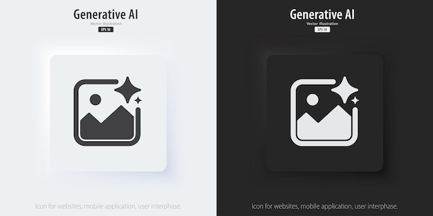 Generate AI image button user interface A set of black and white buttons with generated symbols 3D neumorphism style design for website app Vector illustration