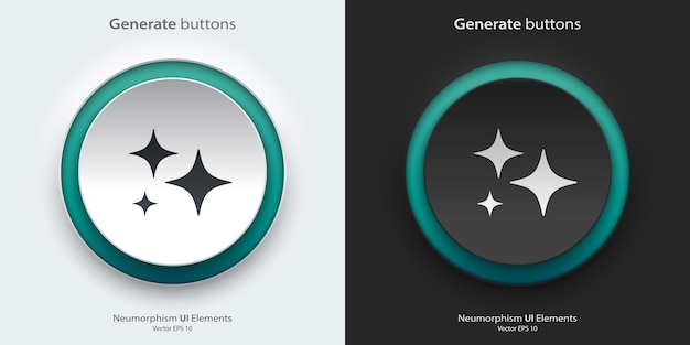 Generate sign A set of black and white round buttons with generate symbols AIgenerated concept 3D Neumorphism design style for Apps Websites Interfaces and mobile apps UI UX
