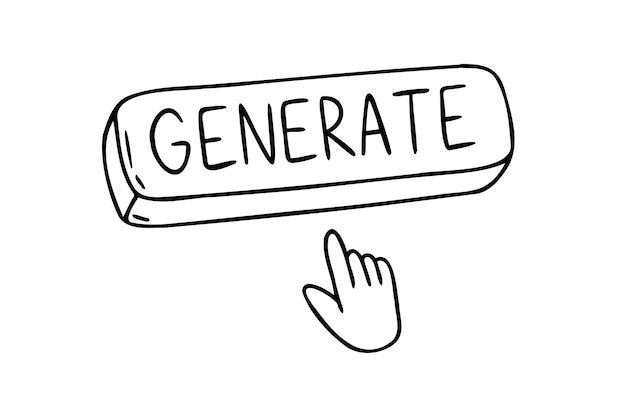 Generation button with hand icon generation button outline doodle hand drawn drawing content