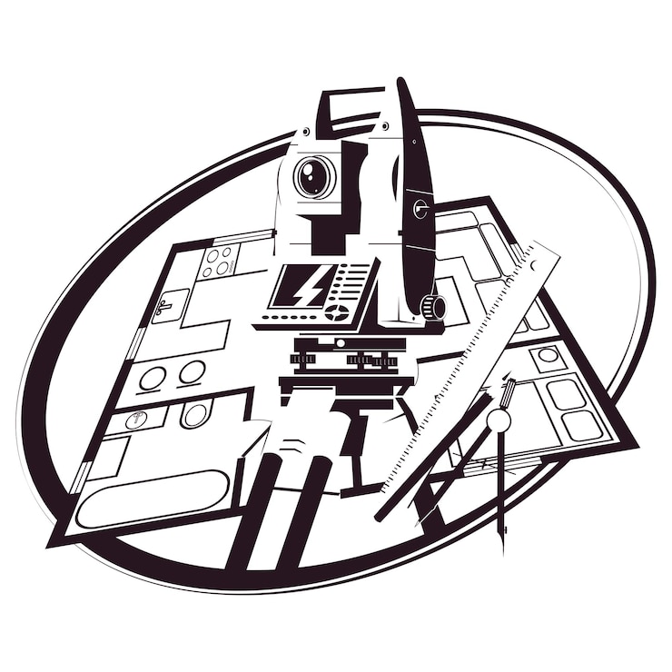 Vektor geodetic instrument and other instrument geodetic and land surveying work symbol