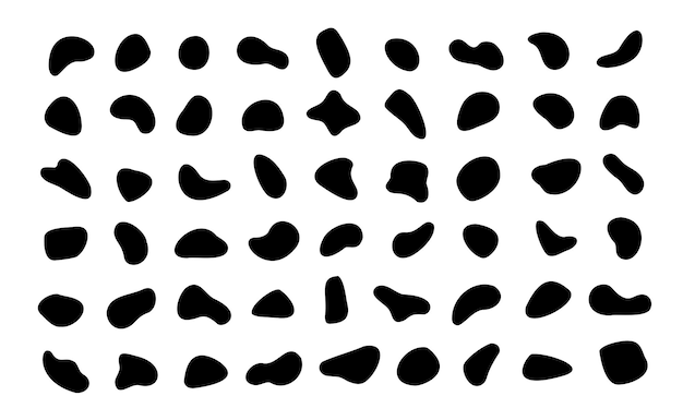 Geometric abstract flowing shapes templates Vector black simple hand drawn frame silhouettes