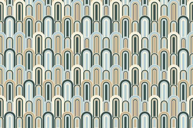 Geometric curve shapes art deco style seamless repeat pattern