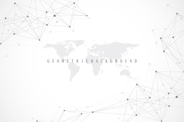Geometric graphic background molecule and communication Big data complex with compounds Lines plexus minimal array Digital data visualization Scientific cybernetic vector illustration