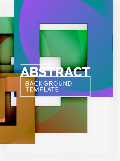 Geometric minimal abstract background with multicolored squares composition