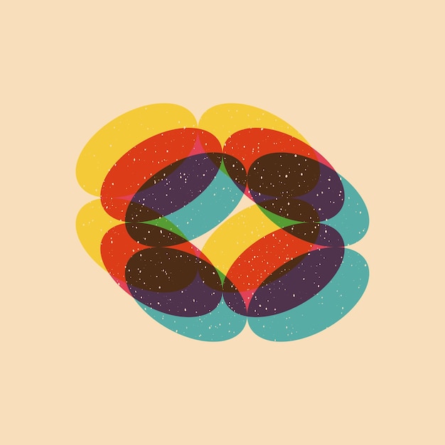 geometric object with riso print effect vector graphic