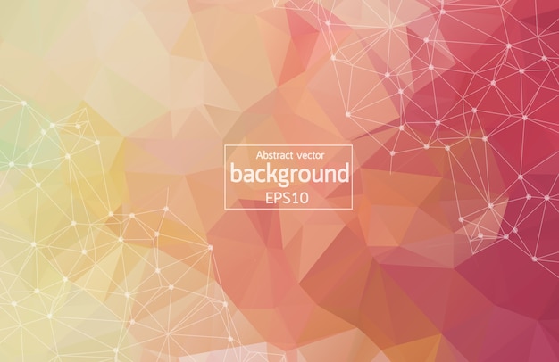 geometric red white polygonal background molecule and communication.