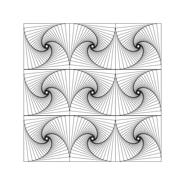geometric swirl pattern repeating warped grid black curved line tiles