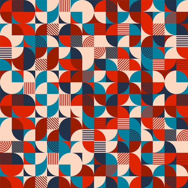Geometric trendy pattern bauhaus style modern colorful background with simple elements retro texture