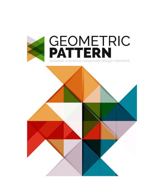 Geometric triangle mosaic pattern element isolated on white
