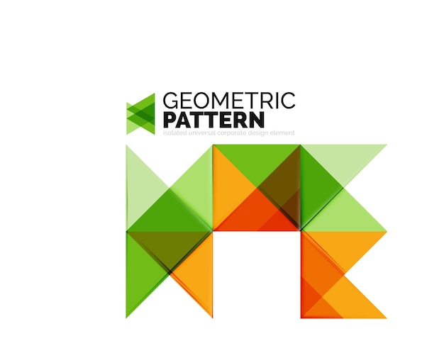 Geometric triangle mosaic pattern element isolated on white