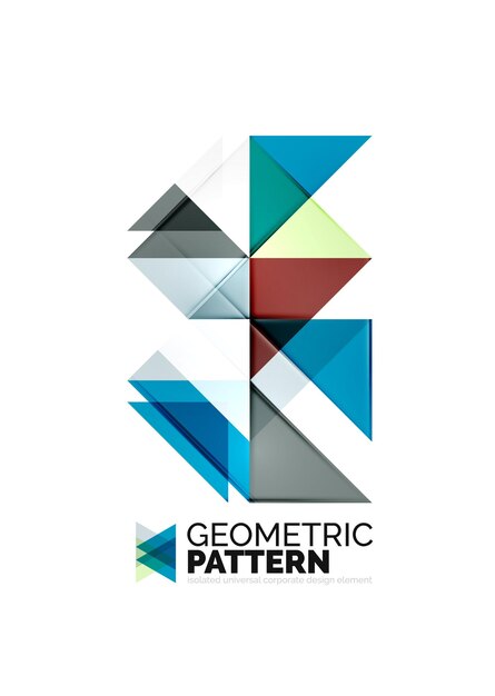Geometric triangle mosaic pattern element isolated on white