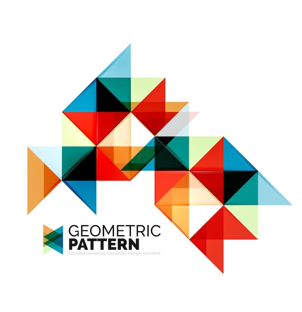 geometric triangle mosaic pattern element isolated on white