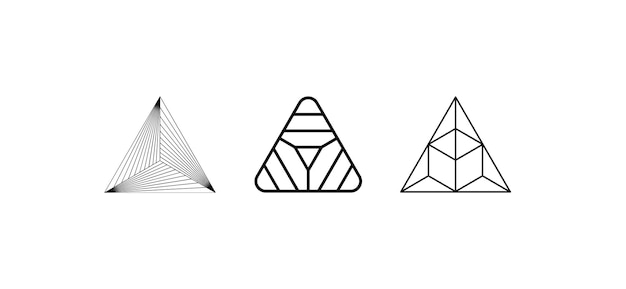Geometric vector set with abstract triangle shapes and modern icons offering versatile illustrations