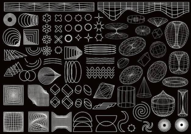 Geometric wireframe forms Abstract backgrounds patterns cyberpunk elements in a fashionable