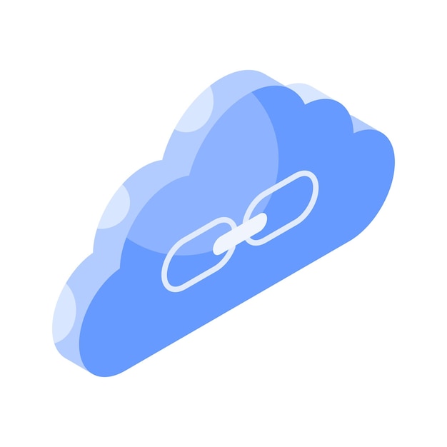 get this creative icon of cloud link in isometric style isolated on white background
