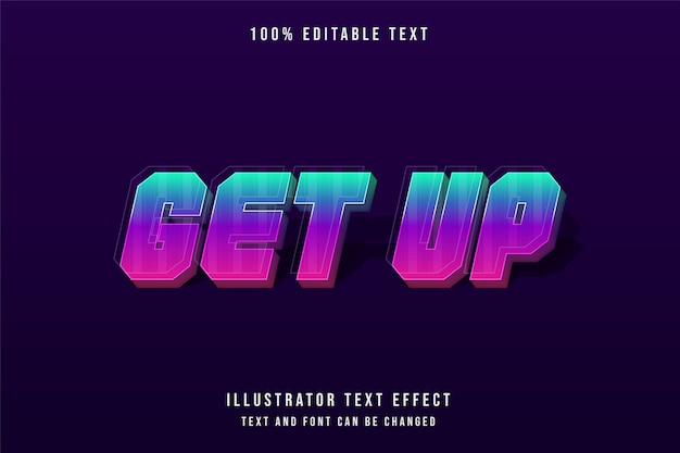 Get up, 3d editable text effect modern blue gradation purple pink text style