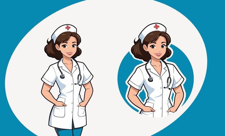 Vektor girl in vector premium mascot nurse girl logo design doctor girl cartoon