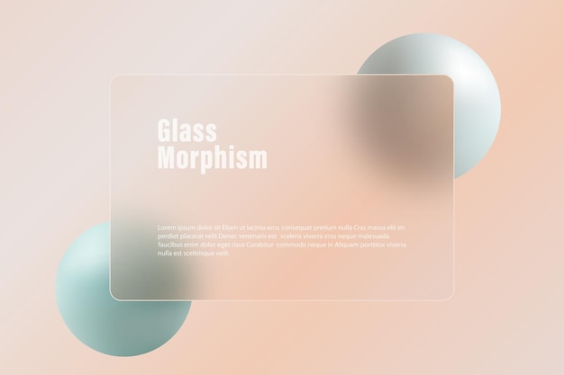 glass morphism style map concept with floating spheres frosted glass effect
