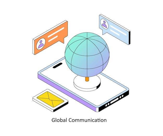 Global Communication Vector Gradient isometric style illustrations EPS 10 File