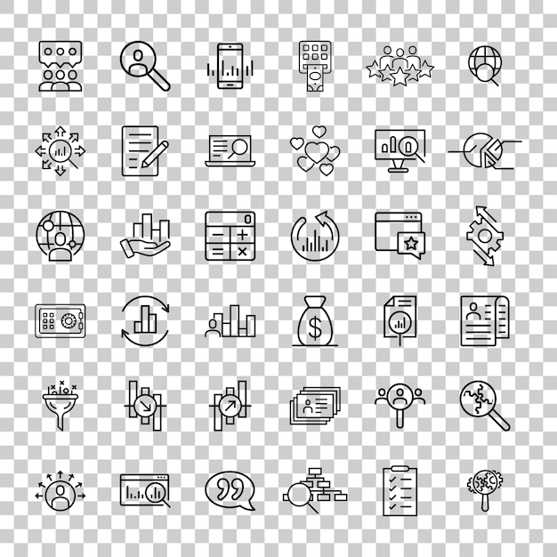Global money icon set in flat style Global information vector illustration on white isolated background Finance data business concept