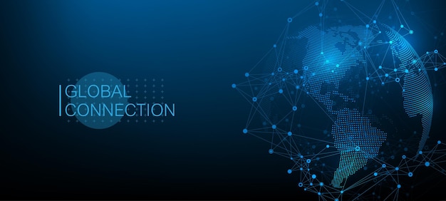 Global network connection banner design template Big data visualization Internet technology