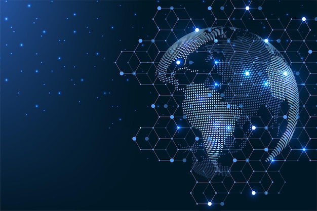 Global network connection concept Big data visualization Social network communication